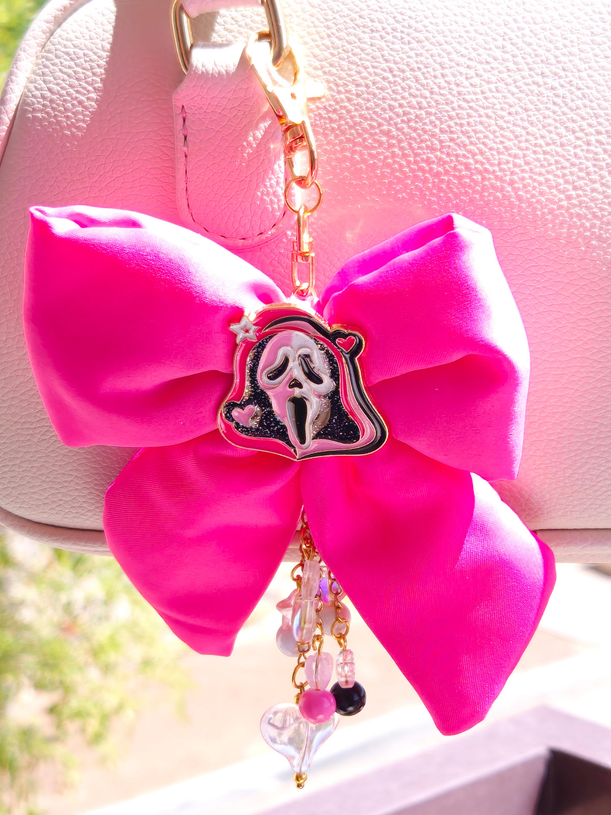 Ghostface Pink Bow Bag Charm